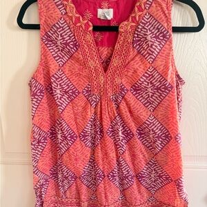 Sigrid Olsen Pink and Purple Patterned Blouse